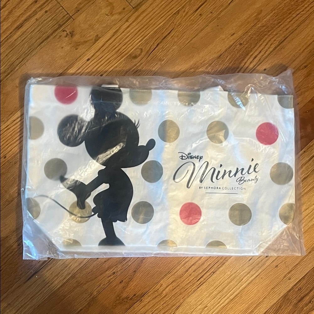 Sephora Disney Minnie Mouse Beauty Gold and Red Polka Dot Bag